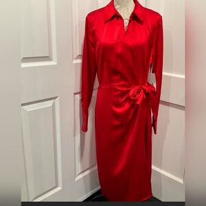 Red wrap dress